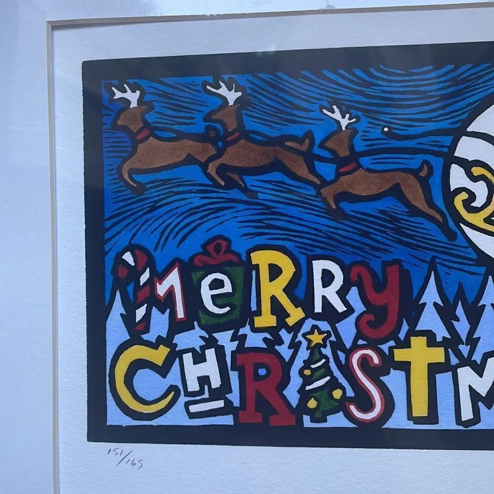New in packaging print of Santa with‎ reindeer with “Merry Christmas “